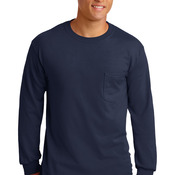 Cotton Long Sleeve T w-Pkt Safety 50/50