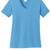 Ladies 5.4 oz 100% Cotton V Neck T Shirt