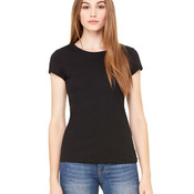 Ladies' Sheer Mini Rib Short Sleeve Longer Length T-Shirt