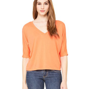 Flowy V-Neck Cropped T-Shirt