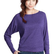 Juniors Textured Wide Neck Long Sleeve Raglan