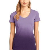 Ladies Dip Dye Rounded Deep V Neck Tee