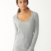 Ladies' Rib-Sleeve Scoopneck T-Shirt