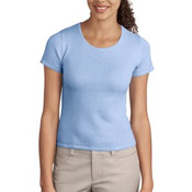 Ladies Fine Gauge Short Sleeve Scoop Neck Sweater