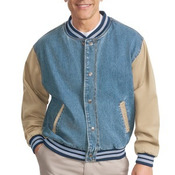 Denim and Twill Letterman Jacket