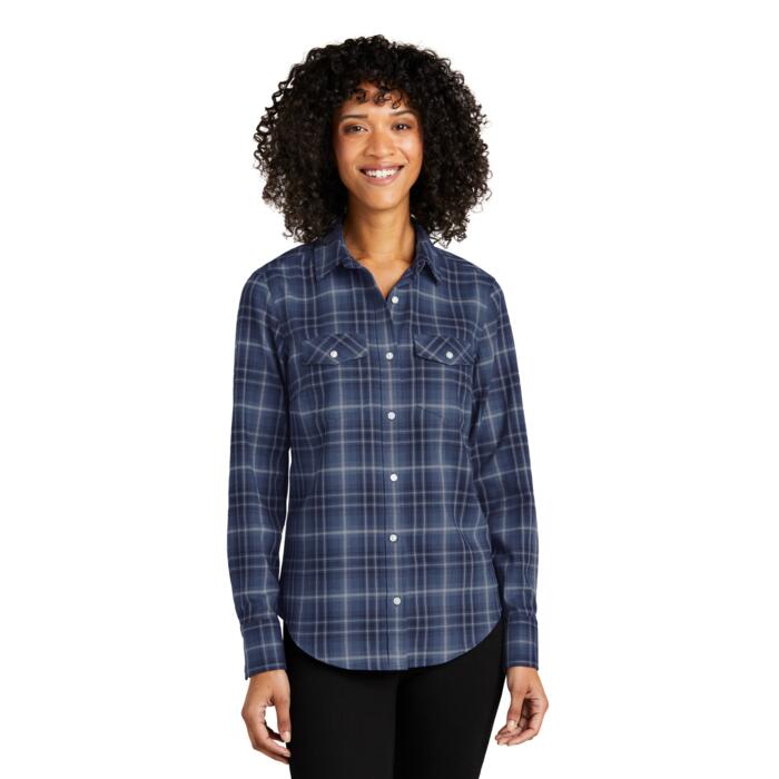 Women's Long Sleeve Ombre Plaid Shirt Thumbnail