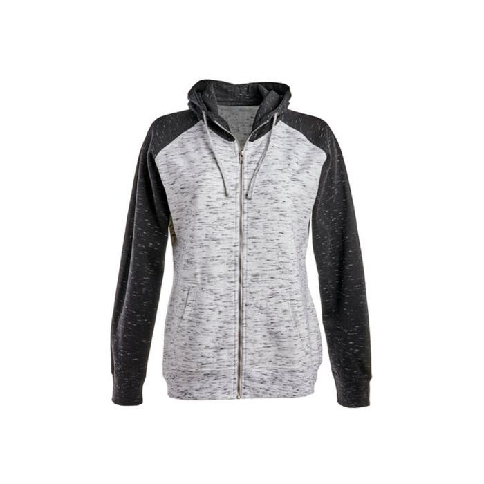Ladies' Mélange Fleece Two-Tone Full-Zip Hooded Sweatshirt Thumbnail