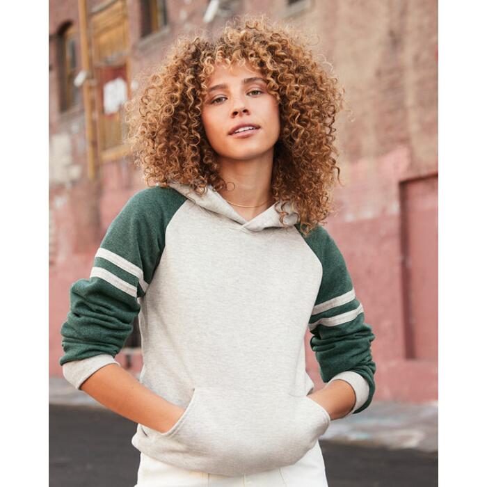 Unisex NuBlend Varsity Color-Block Hooded Sweatshirt Thumbnail