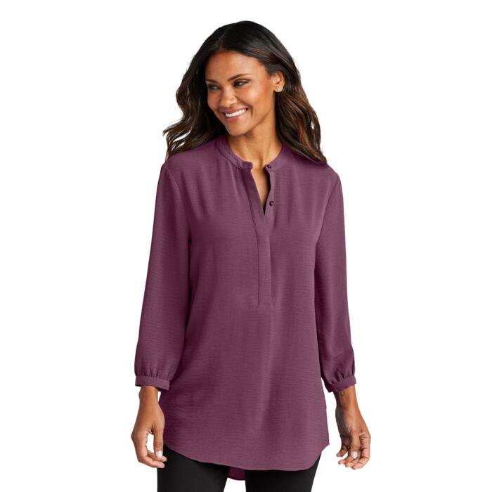 Women's 3/4 Sleeve Textured Crepe Tunic Thumbnail
