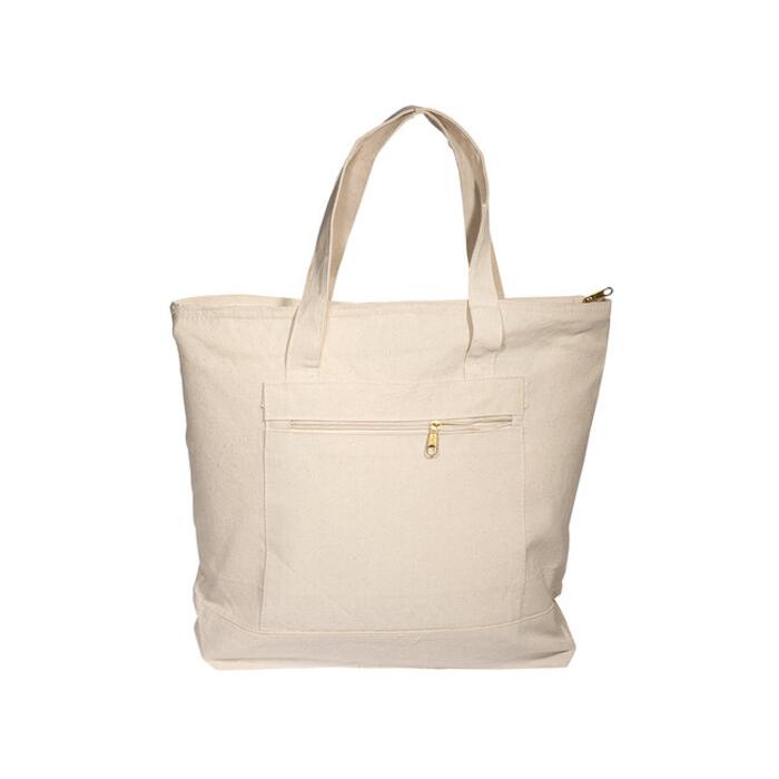 Zippered Cotton Canvas Tote Bag Thumbnail