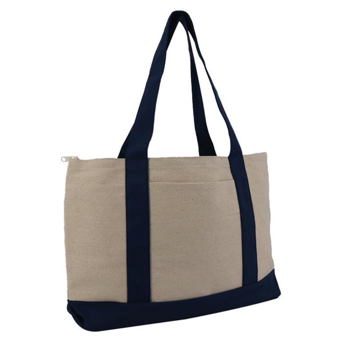 Large Zippered Cotton Canvas Tote Thumbnail