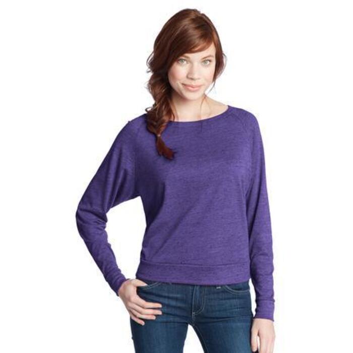 Juniors Textured Wide Neck Long Sleeve Raglan Thumbnail