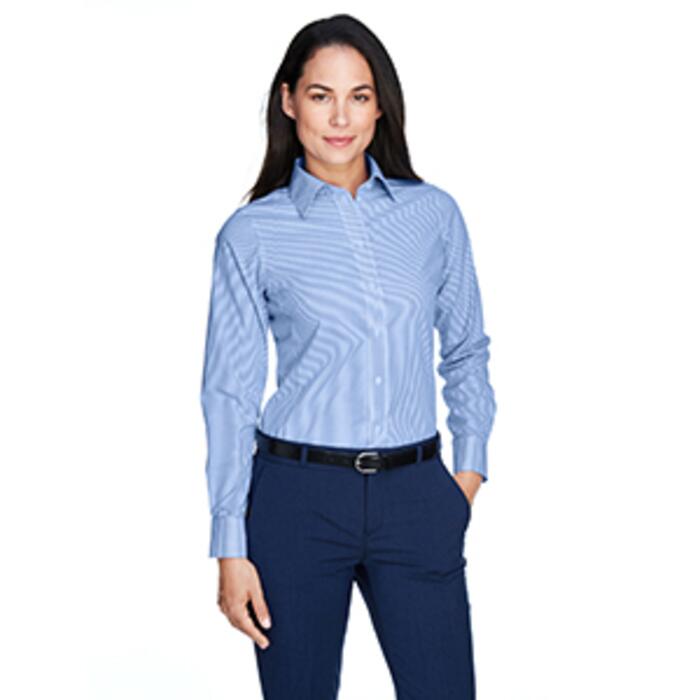 Ladies' Crown Collection® Banker Stripe Woven Shirt Thumbnail