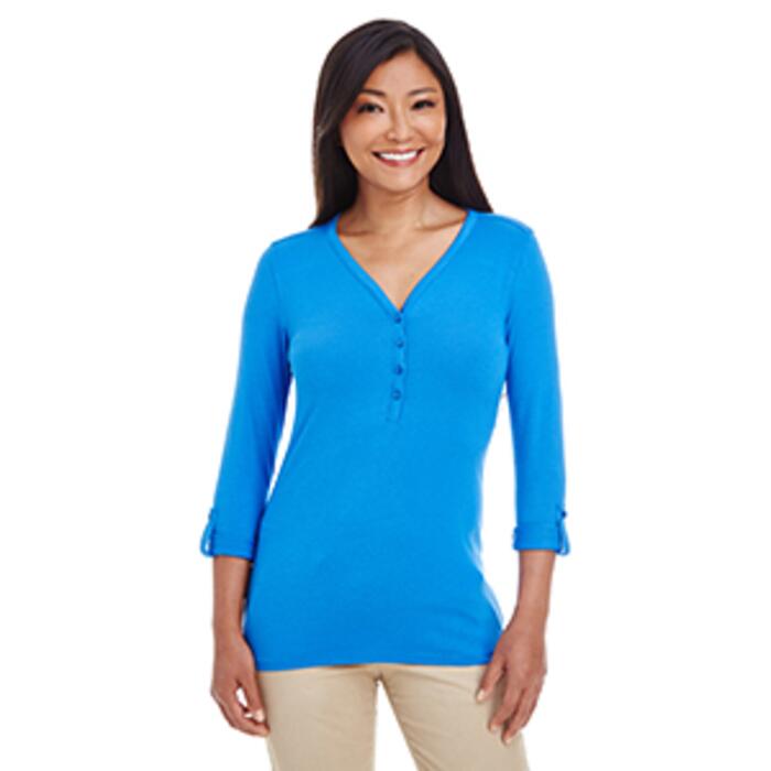 Ladies' Perfect Fit™ Y-Placket Convertible Sleeve Knit Top Thumbnail