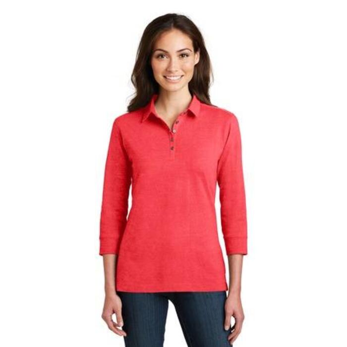 Ladies 3/4 Sleeve Meridian Cotton Blend Polo Thumbnail