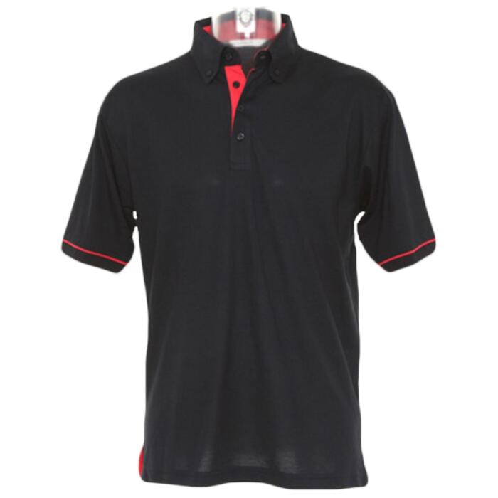 Kustom Kit Button Down Collar Contrast Piqué Polo Shirt Thumbnail