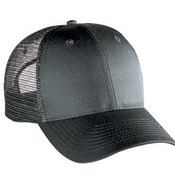 COTTON BLEND TWILL SIX PANEL LOW PROFILE MESH BACK TRUCKER HAT