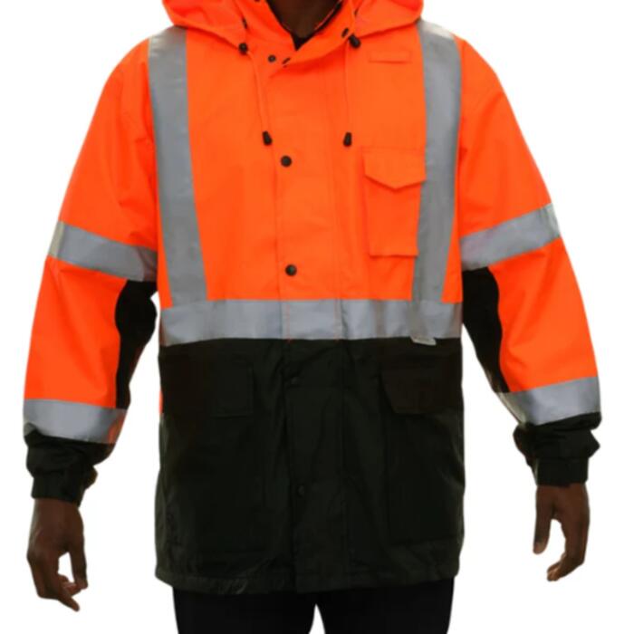 Safety Jacket: Hi-Vis Parka Coat: Breathable Waterproof Hooded: 2-Tone Thumbnail