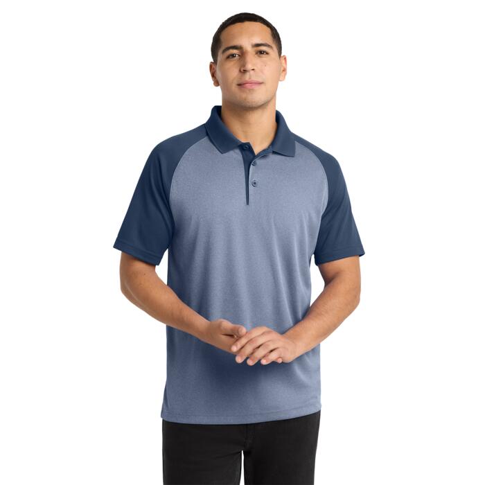 PosiCharge ® RacerMesh ® Raglan Heather Block Polo Thumbnail