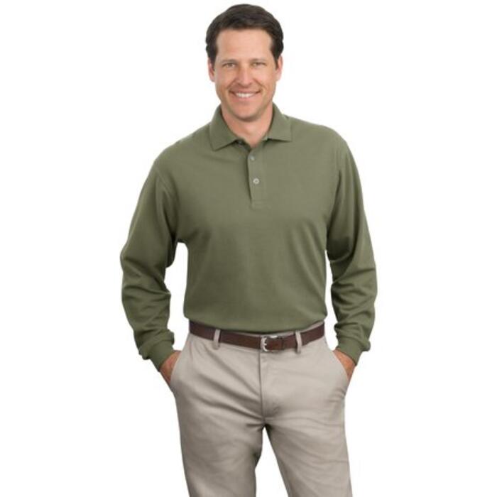 Long Sleeve Pique Knit Polo Thumbnail