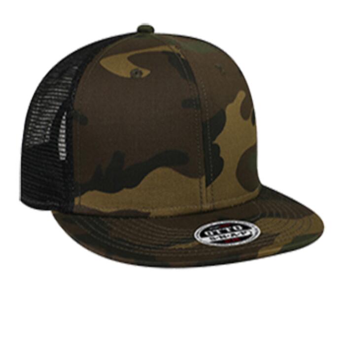 Camouflage Cotton Twill Flat Visor Pro Style Mesh Back Caps Thumbnail