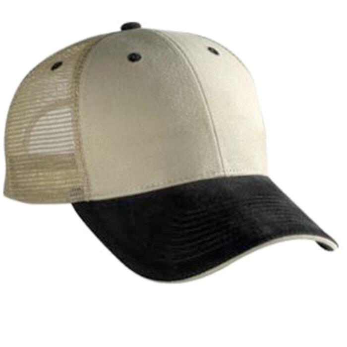 BRUSHED BULL DENIM SANDWICH VISOR LOW PROFILE STYLE MESH BACK CAPS Thumbnail
