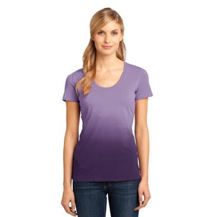 Ladies Dip Dye Rounded Deep V Neck Tee Thumbnail