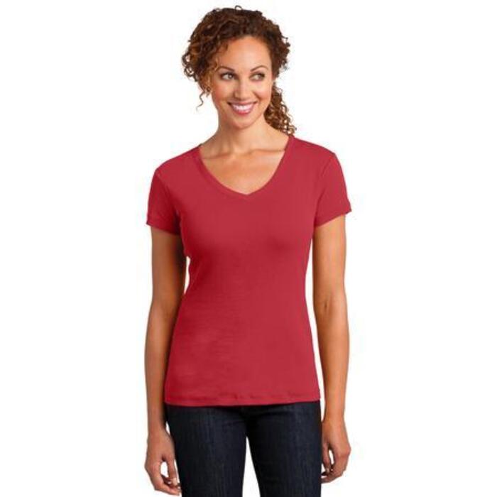 Ladies Mini Rib V Neck Tee Thumbnail