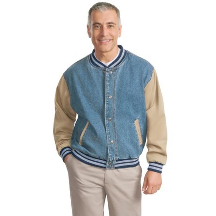 Denim and Twill Letterman Jacket Thumbnail