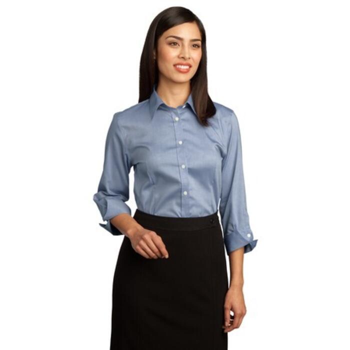 Ladies 3/4 Sleeve Non Iron Pinpoint Oxford Thumbnail