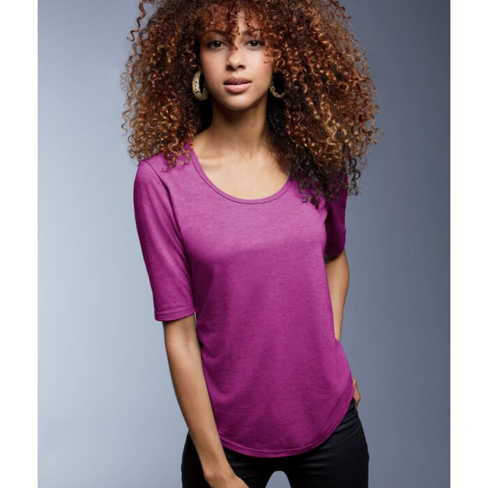 Ladies' Tri-Blend Deep Scoop 1/2-Sleeve Tee Thumbnail