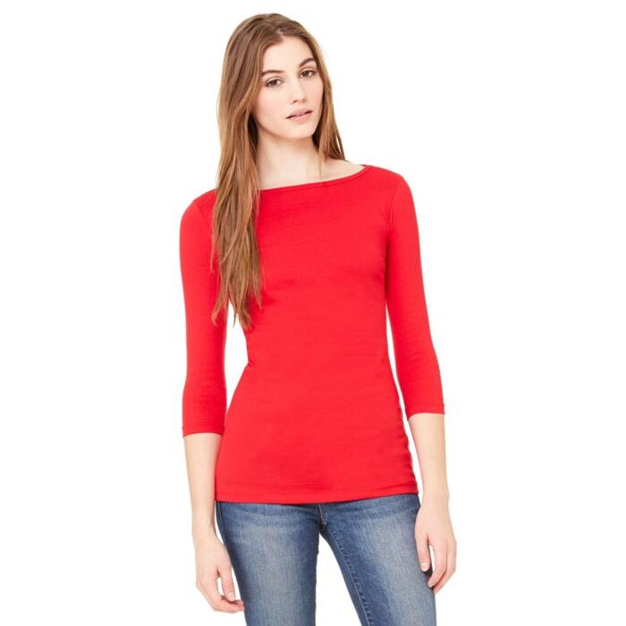 Ladies' Half Sleeve Boatneck Jersey T-Shirt Thumbnail