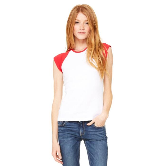 Ladies' Baby Rib Cap Sleeve Raglan T-Shirt Thumbnail