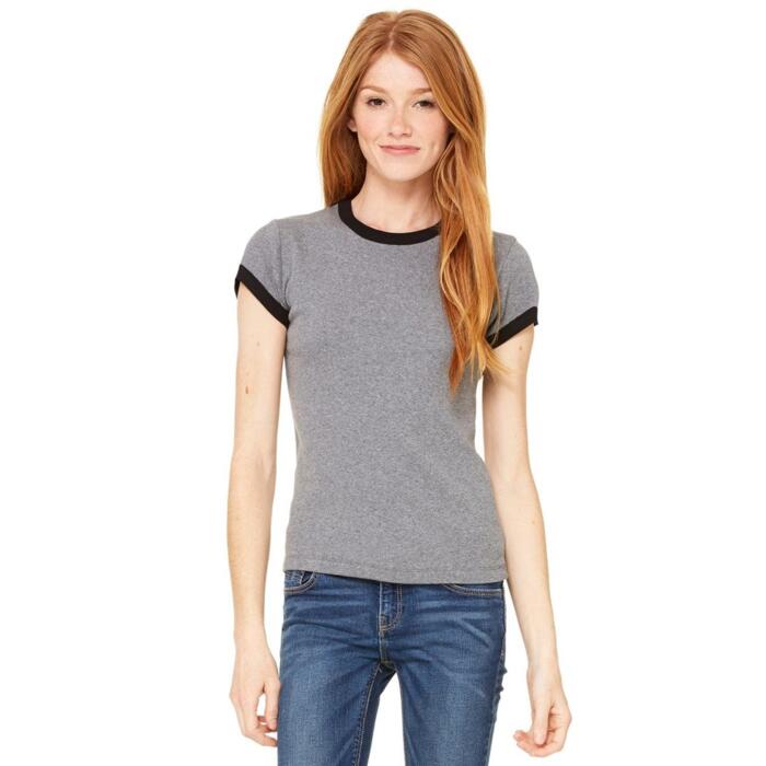 Ladies' Baby Rib Short Sleeve Ringer T-Shirt Thumbnail