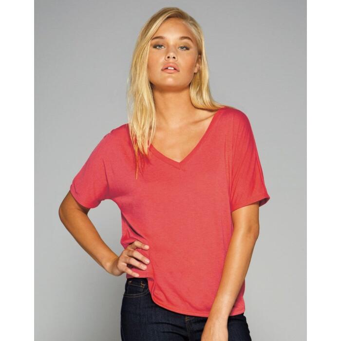 Ladies' Flowy V-Neck Drop-Sleeve Tee Thumbnail