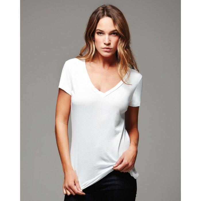 Ladies' Tissue Jersey Deep V-Neck T-Shirt Thumbnail