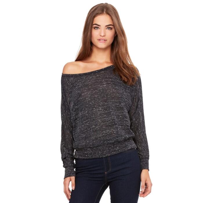Ladies' Flowy Off Shoulder Long Sleeve Shirt Thumbnail