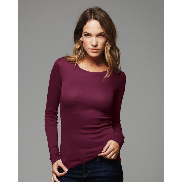 Ladies' Sheer Mini Rib Long Sleeve T-Shirt Thumbnail