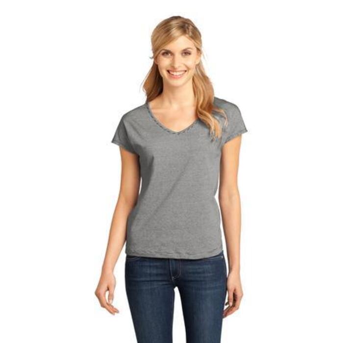 ™ Ladies Mini Stripe Dolman V Neck Tee Thumbnail
