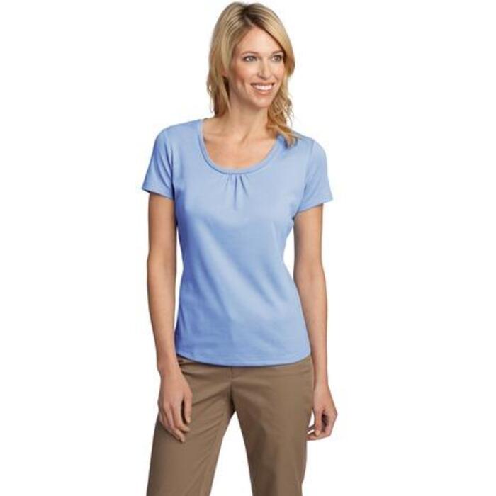 ® Ladies Silk Touch™ Interlock Scoop Neck Shirt Thumbnail