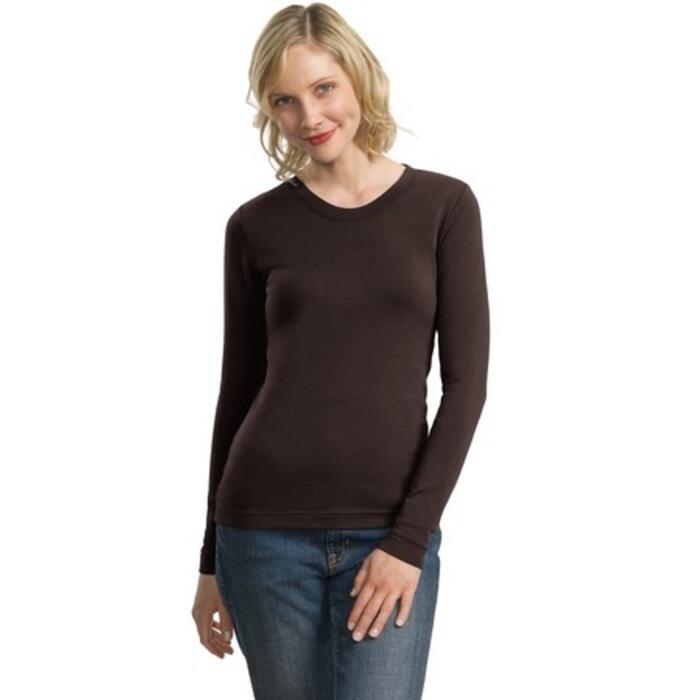 Ladies Modern Stretch Cotton Long Sleeve Scoop Neck Shirt Thumbnail