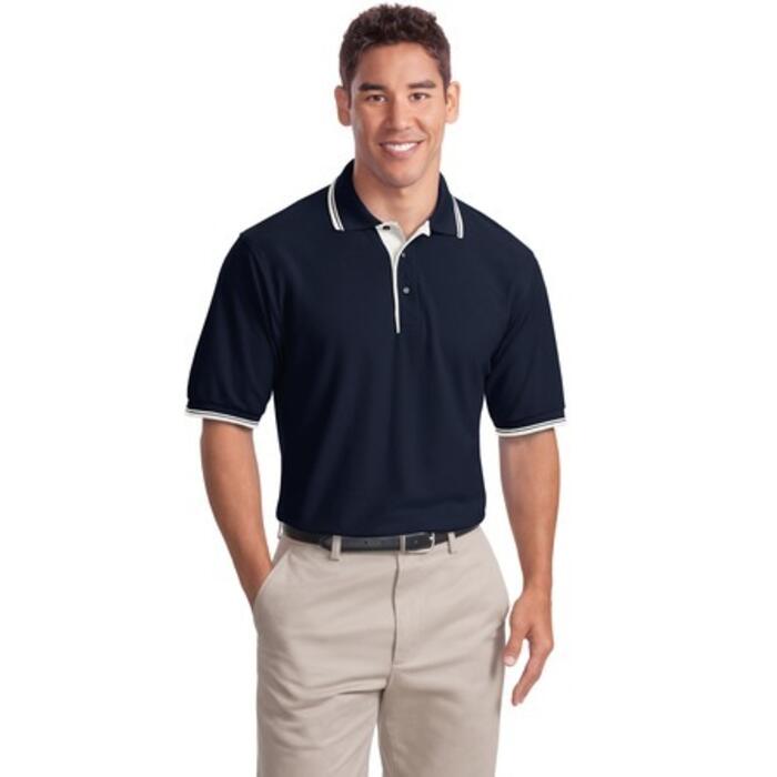 Silk Touch™ Polo with Stripe Trim Thumbnail