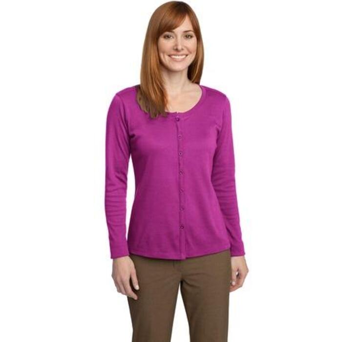 ® Ladies Silk Touch™ Interlock Cardigan Thumbnail