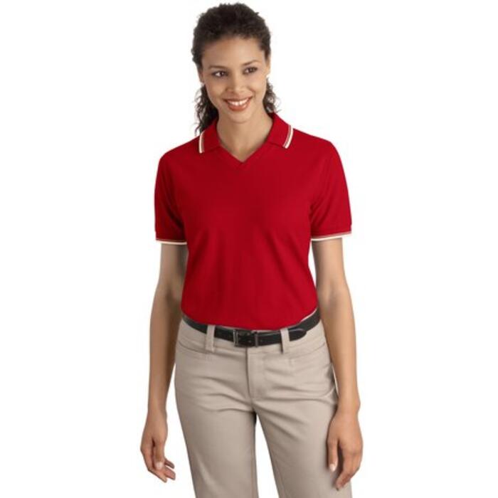 Ladies Cool Mesh™ Polo with Tipping Stripe Trim Thumbnail