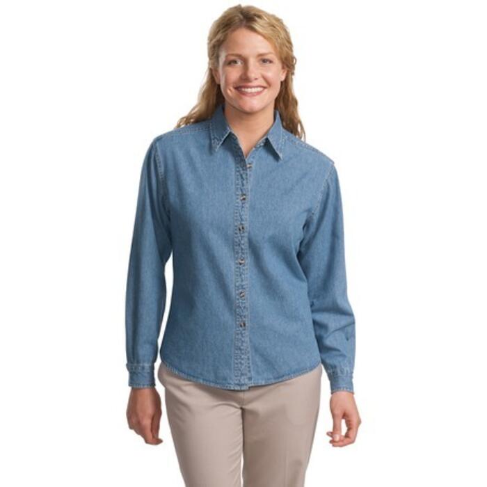 Ladies Long Sleeve Denim Shirt Thumbnail