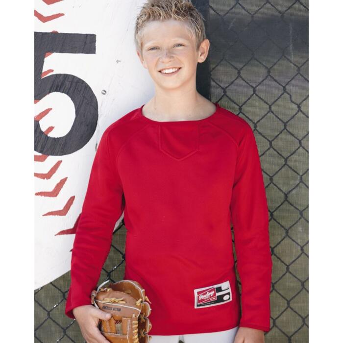 Youth Long Sleeve Flatback Mesh Fleece Pullover Thumbnail