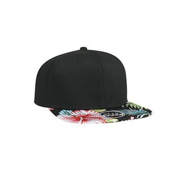 SUPERIOR COTTON TWILL WITH HAWAIIAN PATTERN SQUARE FLAT VISOR PRO STYLE SNAPBACK CAPS Thumbnail
