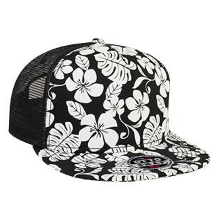 HAWAIIAN PATTER SUPERIOR COTTON TWILL ROUND FLAT VISOR "OTTO SNAP" FIVE PANEL PRO STYLE MESH BACK TR Thumbnail