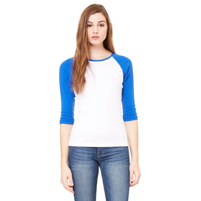 Ladies' Baby Rib 3/4-Sleeve Contrast Raglan T-Shirt Thumbnail