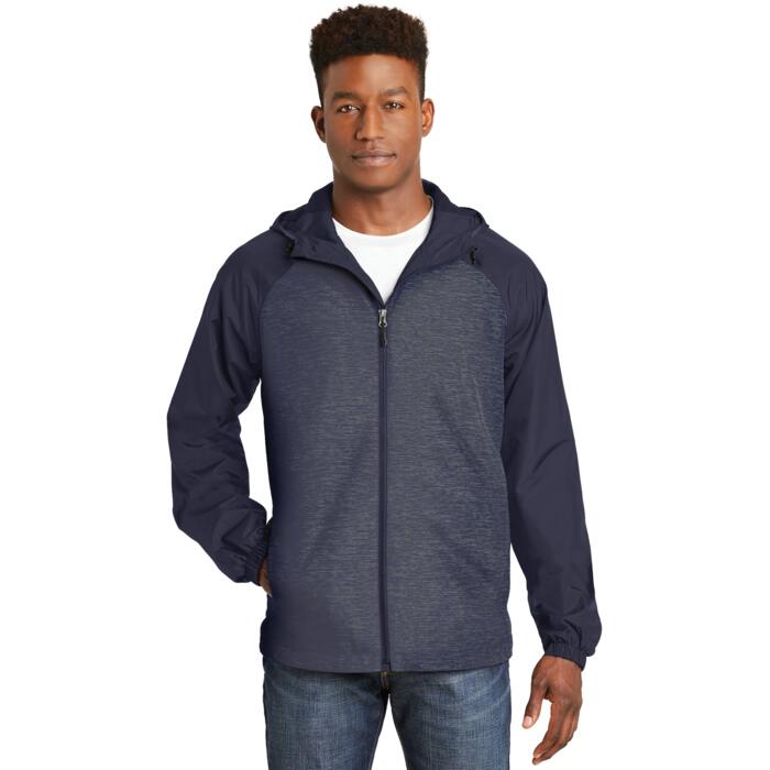 Heather Colorblock Raglan Hooded Wind Jacket Thumbnail